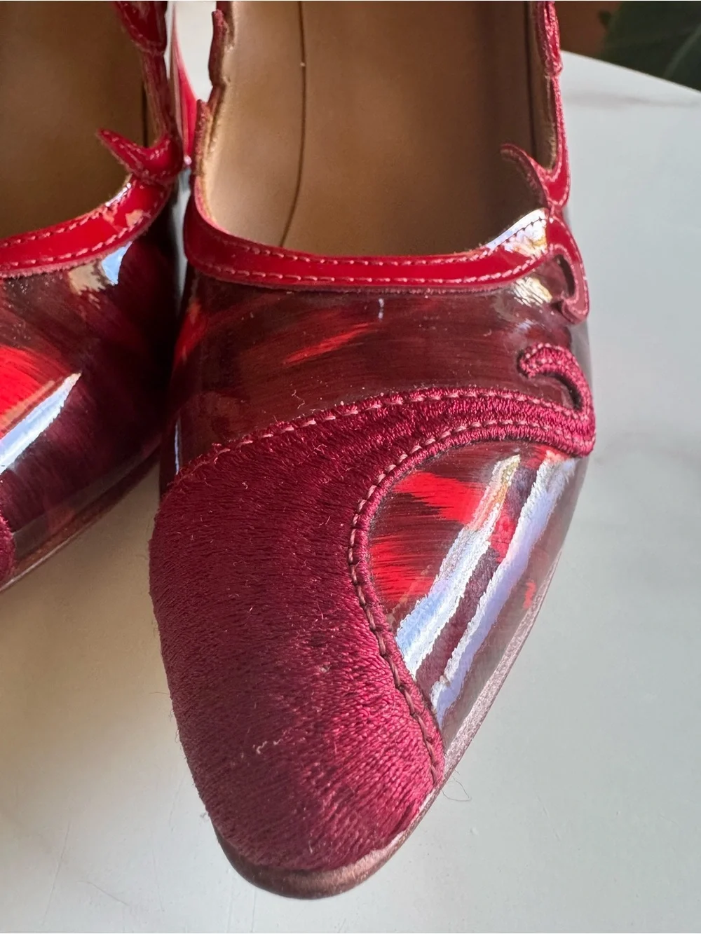 John Fluevog Emmeline Big Presence Red Mary Jane Heels Leather 6.5